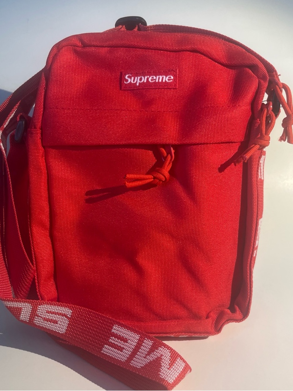 Supreme Red Crossbody Shoulder Bag with Logo Strap